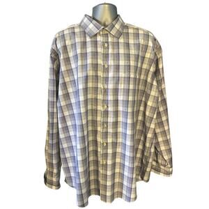 Egara Gray and White Checked Slim Fit Non-Iron Causal Button Down Size 3XLT